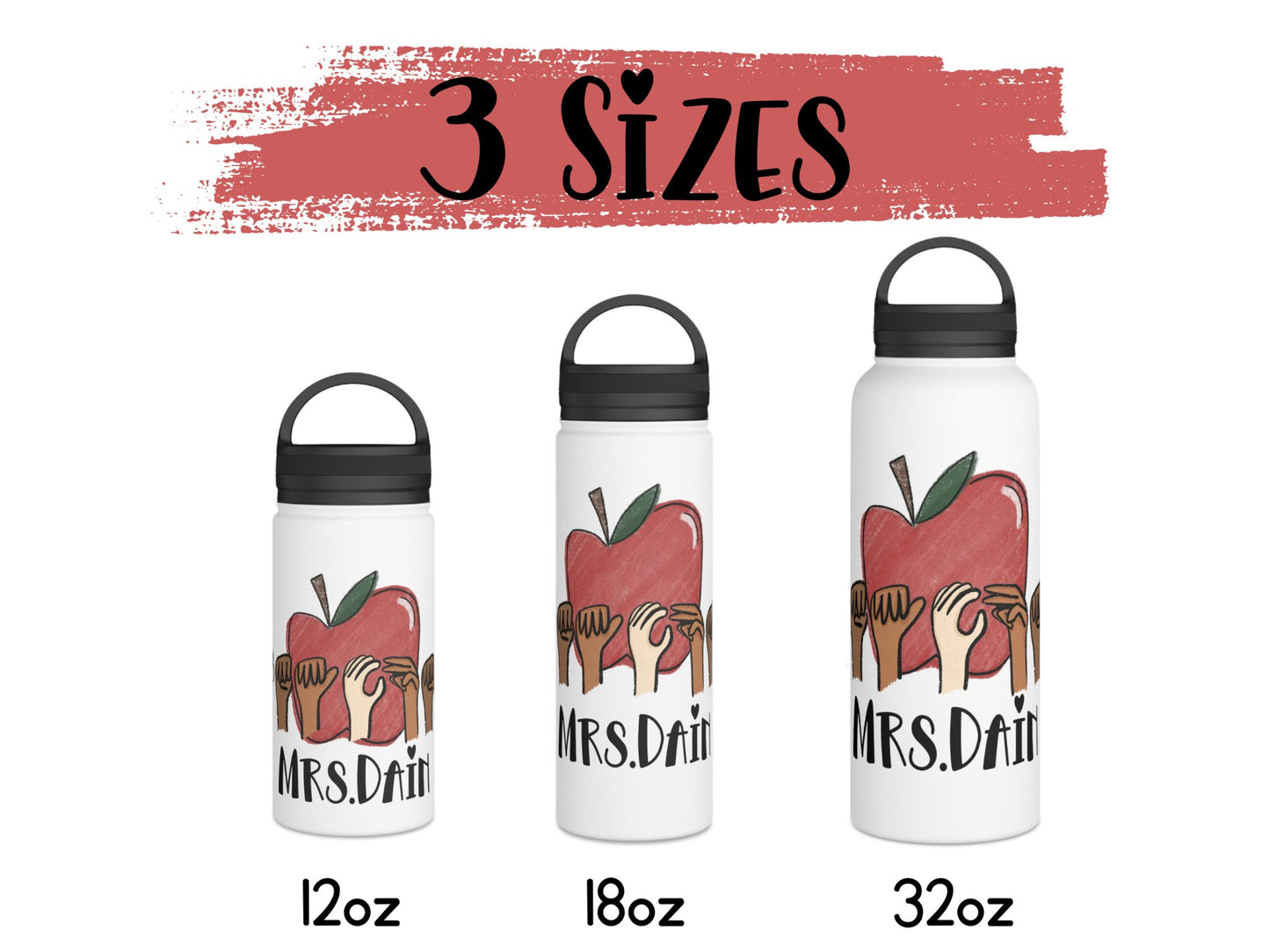 Personalized ASL "Teacher" Water Bottle