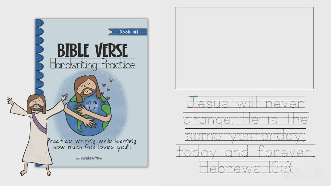 A video featuring handwriting practice in both print and cursive from the Bible Verse Handwriting Book self published through Kindle Direct Publishing