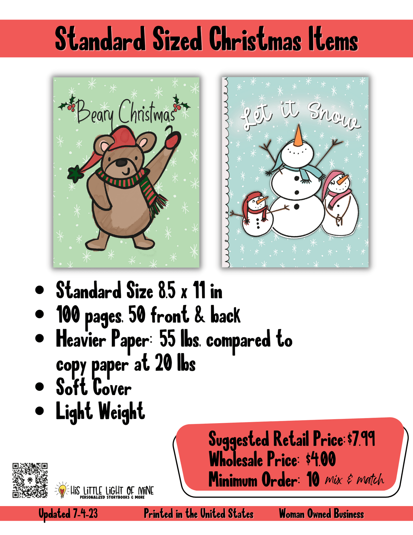 Wholesale ad of the standard sized Christmas and winter themed lined journals and sketchbooks self-published through Amazon Kindle Direct Publishing