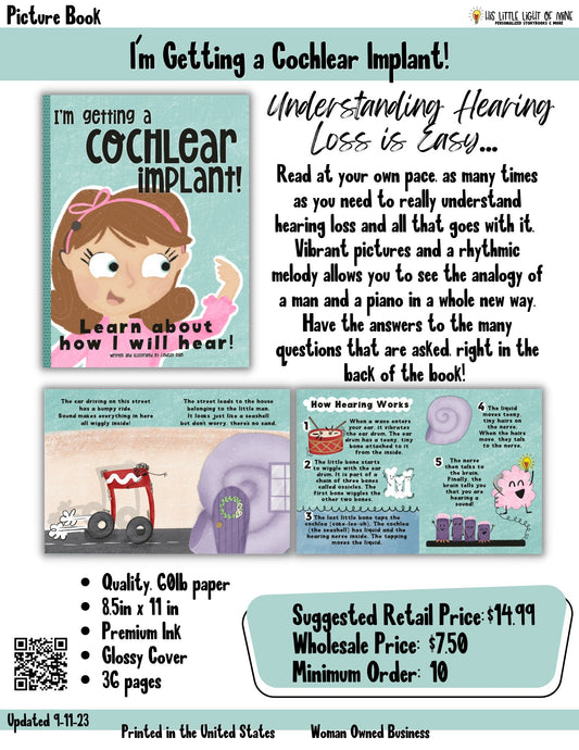 An illustrated children's book about cochlear implants and hearing loss in children. This educational book covers pediatric hearing loss stories, kids' hearing aid stories, and audiology for children. It is perfect for deaf children, raising awareness, and understanding medical journeys. Available on Amazon's Kindle Direct Publishing platform.