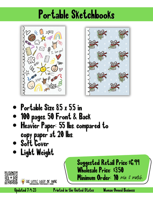 Wholesale ad of the portable sized sketchbooks self-published through Amazon Kindle Direct Publishing