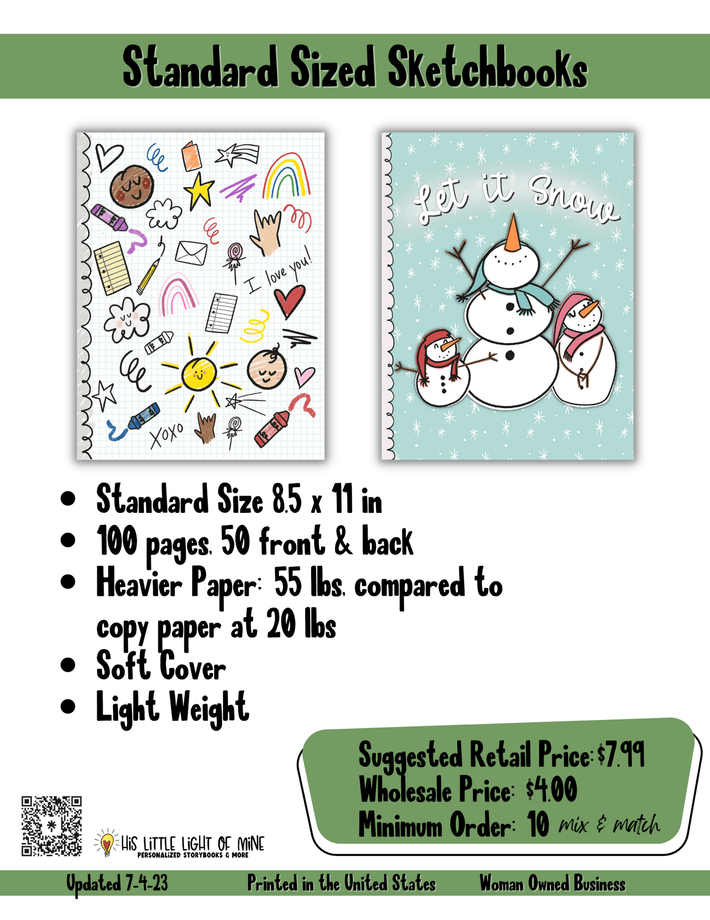 Wholesale ad of the standard sized sketchbooks self-published through Amazon Kindle Direct Publishing