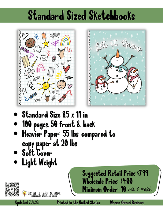 Wholesale ad of the standard sized sketchbooks self-published through Amazon Kindle Direct Publishing